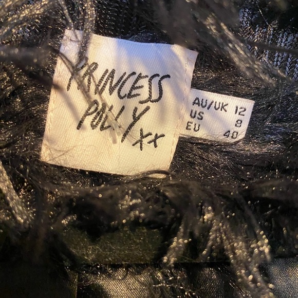 Princess Polly Faux Fur Black Jacket Size 8 - Picture 4 of 5